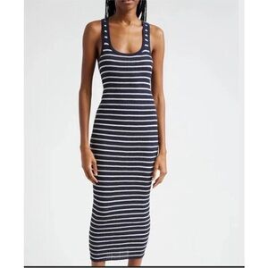 NWT A.L.C. Navy and White Iris Racerback Striped Midi Dress Size Small